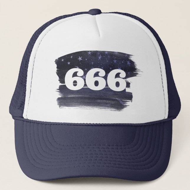666 Angel Number Stars Higher Self Alignment Trucker Hat (Front)