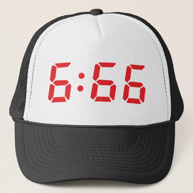 666 devil alarm clock trucker hat (Front)