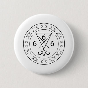 666 Lucifers sigil Black 6 Cm Round Badge