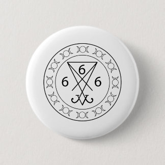666 Lucifers sigil Black 6 Cm Round Badge
