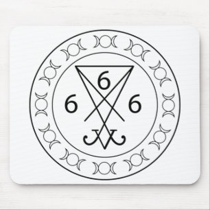 666 Lucifers sigil Black Mouse Mat