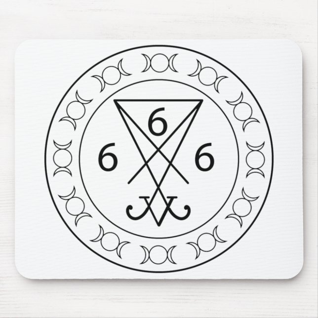 666 Lucifers sigil Black Mouse Mat (Front)