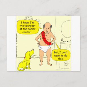 668 New Year Old man cartoon Holiday Postcard
