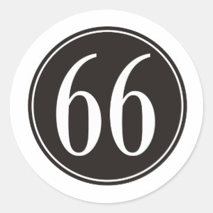 #66 Black Circle Classic Round Sticker