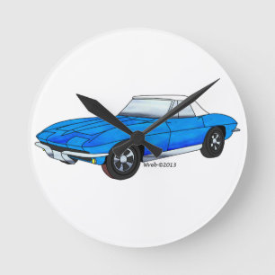 66 Corvette Roadster Round Clock