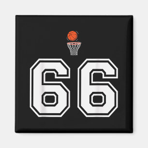 66 Number Basketball Style Vintage White Magnet