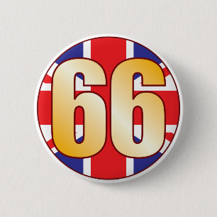 66 UK Gold 6 Cm Round Badge