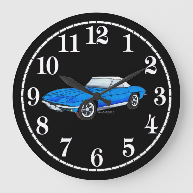 66 Vette - White Dial Large Clock (Front)