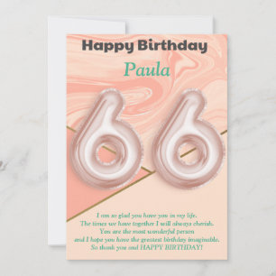66 year old girls Happy Birthday card