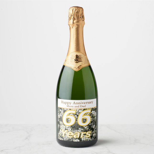 66th Anniversary Editable Sparkling Wine Label (Front)