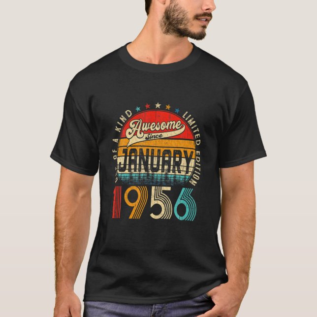 66Th Bday Decorations January 1956 Men Women 66 Ye T-Shirt (Front)