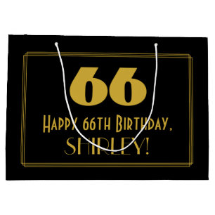 66th Birthday — Art Deco Inspired Look "66" & Na Large Gift Bag