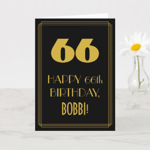 66th Birthday – Art Deco Inspired Look "66" & Name Card