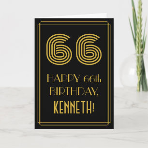 66th Birthday: Art Deco Inspired Look "66" & Name Card