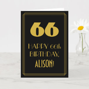66th Birthday ~ Art Deco Inspired Look "66" & Name Card