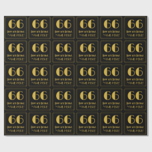 66th Birthday ~ Art Deco Inspired Look "66", Name Wrapping Paper