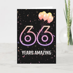 66th Birthday Balloons and Confetti Card
