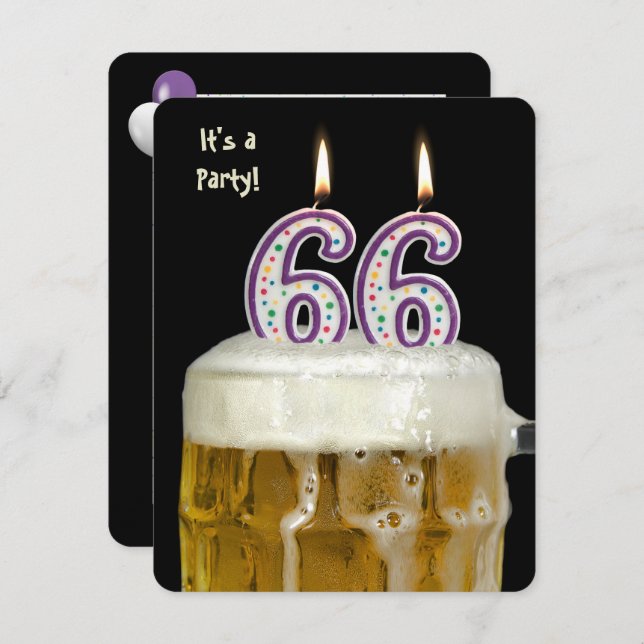 66th Birthday Beer Party Invitation (Front/Back)