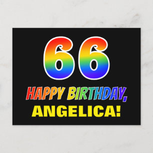 66th Birthday: Bold, Fun, Simple, Rainbow 66 Postcard