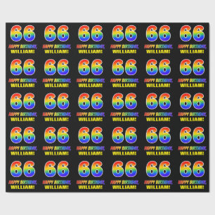 66th Birthday: Bold, Fun, Simple, Rainbow 66 Wrapping Paper