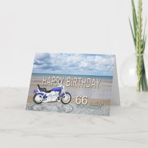 66th birthday card with a motor bike