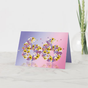 66th birthday card with flowery letters