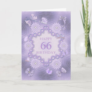 66th birthday card with lavender flowers