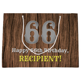 66th Birthday: Country Western Inspired Look, Name Large Gift Bag