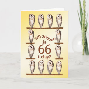 66th birthday, Curious owls card. Card