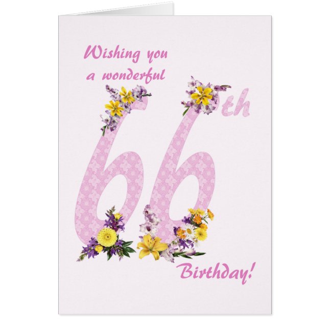 66th Birthday Flower Decorated Numbers (Front)