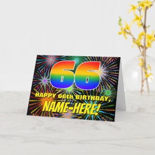 66th Birthday: Fun, Colourful Celebratory Firework Card