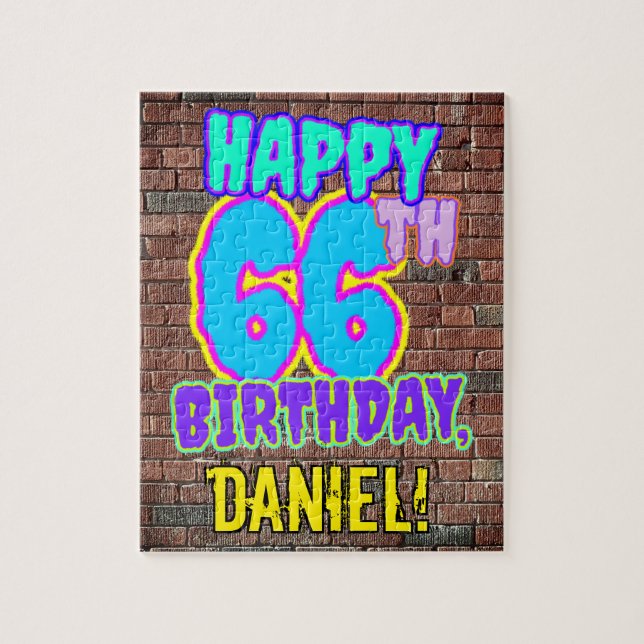 66th Birthday ~ Fun, Urban Graffiti Inspired Look Jigsaw Puzzle (Vertical)