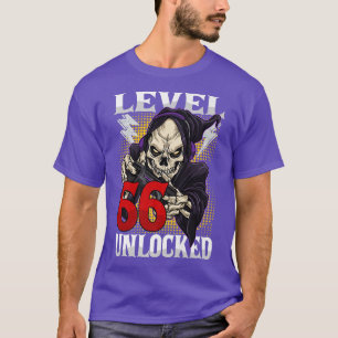 66th Birthday Gamer Skeleton Level 66 Unlocked Gam T-Shirt