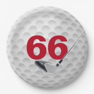 66th Birthday Golf Ball Design  Paper Plate