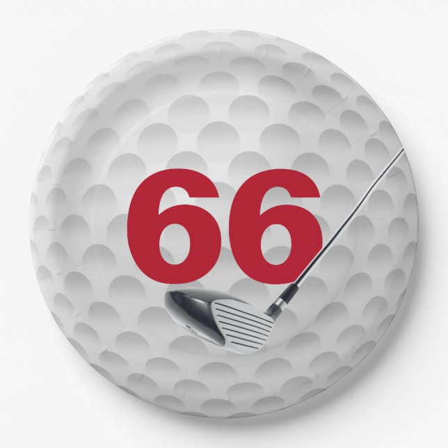 66th Birthday Golf Ball Design  Paper Plate (Front)