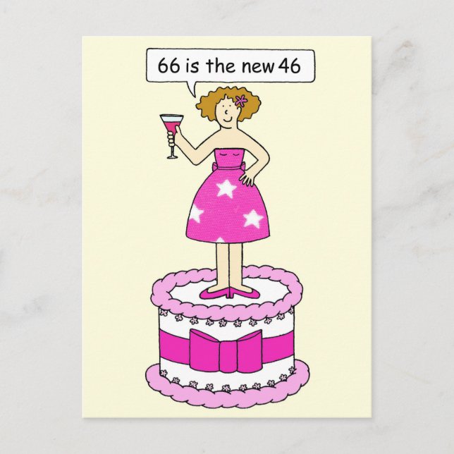 66th Birthday Humour 66 is the New 46 Cartoon Postcard (Front)