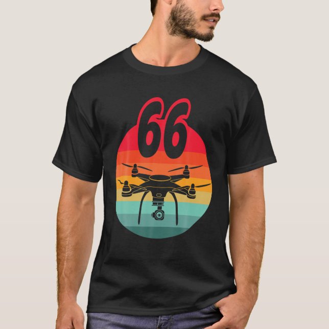 66Th Birthday I Retro Remote Control Drones With C T-Shirt (Front)