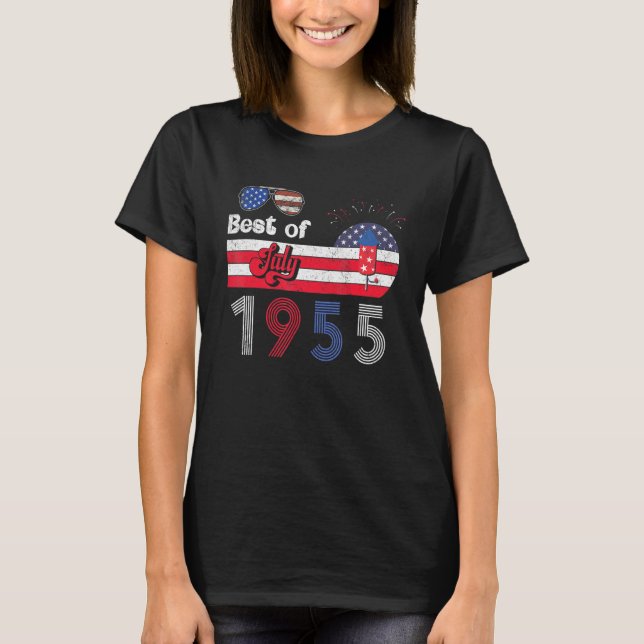 66th Birthday July 1955 Patriotic 4th Of July 66 Y T-Shirt (Front)