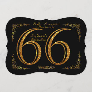 66th,Birthday party 66th,great Gatsby,black & gold Invitation