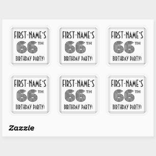 66th Birthday Party: Art Deco Style + Custom Name Square Sticker