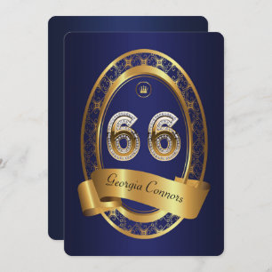 66th,birthday party woman man,elegant colour invitation