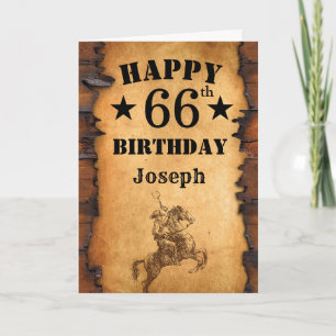 66th Birthday Rustic Country Western Cowboy Horse Card