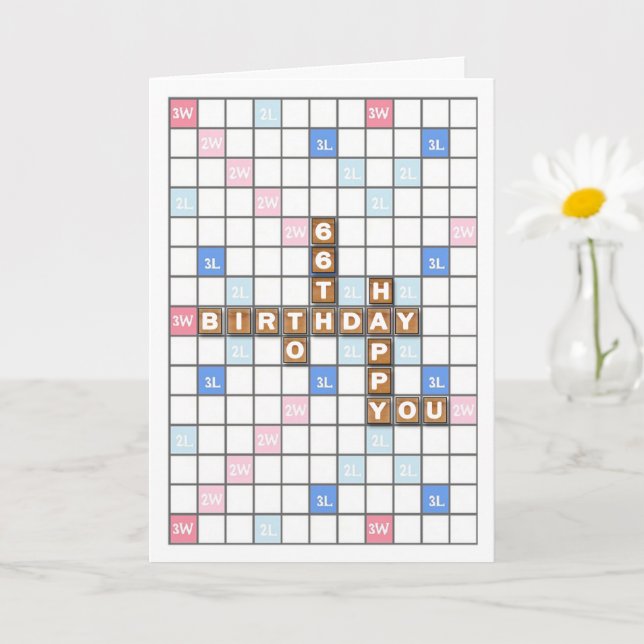 66th Birthday, Word Game Board Card (Small Plant)