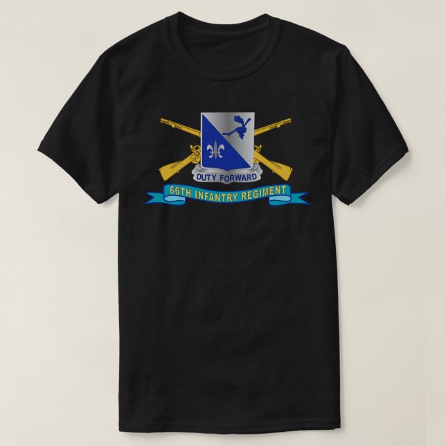 66th Infantry Regiment DUI w Br Ribbon X T-Shirt (Design Front)