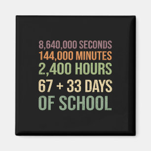67 + 33 Day Of School Funny 100 Days Of School Tea Magnet
