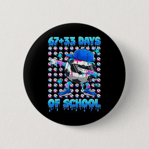 67+33 Days Of School Dab Soccer Boy 100 Soccer Bal 6 Cm Round Badge
