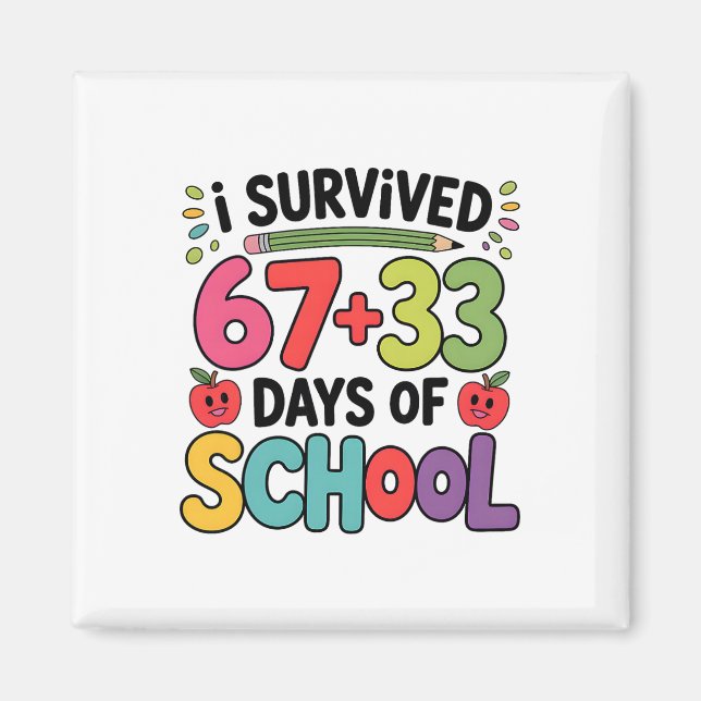67+33 School Math Equation Funny 100th Day Of Scho Magnet (Front)