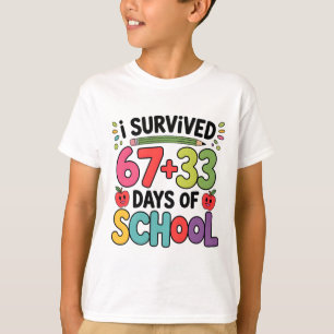 67+33 School Math Equation Funny 100th Day Of Scho T-Shirt