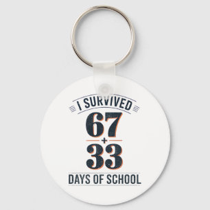 67+33 School Math Equation Retro 100th Day Of Scho Key Ring