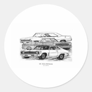 67, 63, 69 Novas Classic Round Sticker